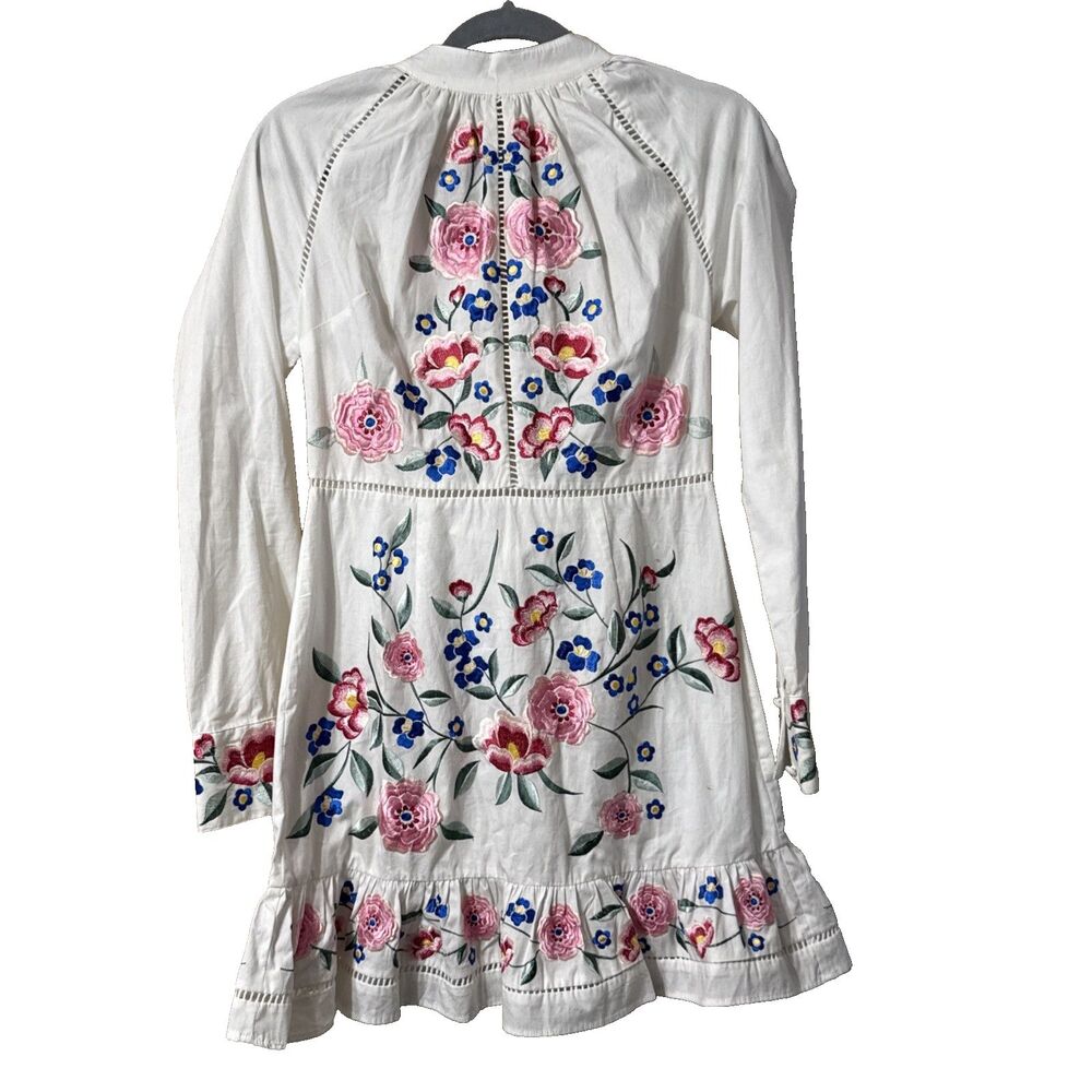 ASOS NWOT Cottage Embroidered Floral White Short Dress Women Size 6 Cotton